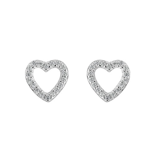 Dew Stu Open CZ open Heart Studs Earrings
