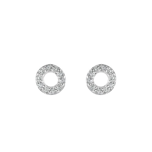 Dew Stu Open CZ Mini open Circle Studs Earrings