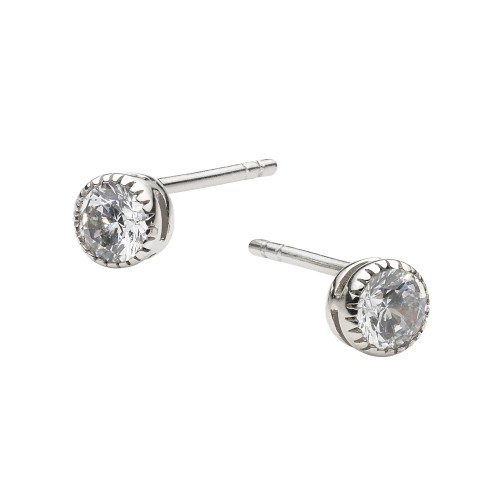 Dew Silver Small CZ Stud Earrings