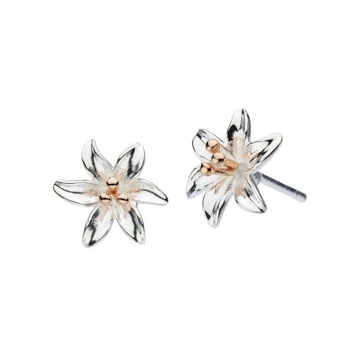 Dew Stu Tiger Lily with Rose Gold Plate Studs Earrings Dew Stu Tiger Lily with Rose Gold Plate Studs Earrings