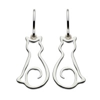 Dew Silver Pussy Cat Drop Earrings