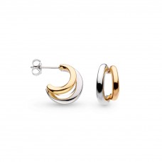 Kit Heath Silver Bevel Cirque Link Golden Twin Hoop Earrings