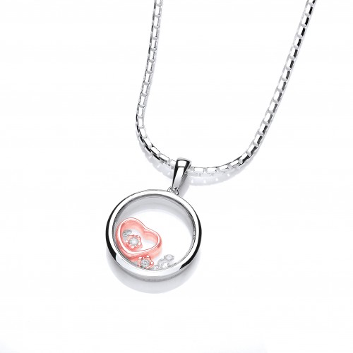 Carol Anne Silver and Rose Gold Plate Celestrial Love and Beauty CZ Pendant