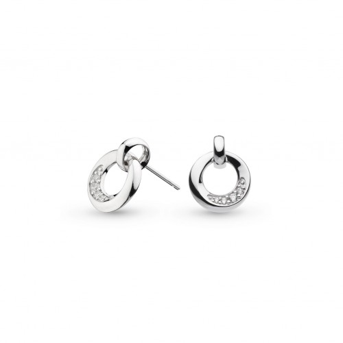 Bevel Cirque Link Pavé Stud Earrings