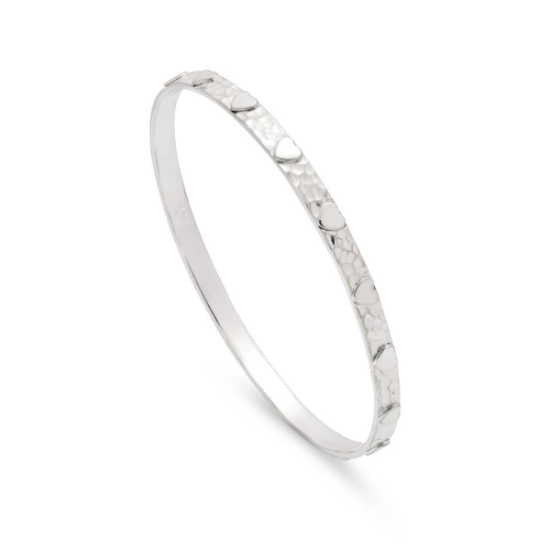 High Tide Silver Hammered Heart Bangle 