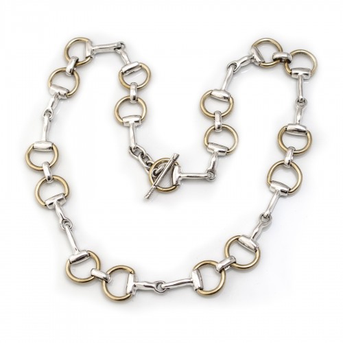 Hiho Silver Silver Gold Plated Snaffle Necklace