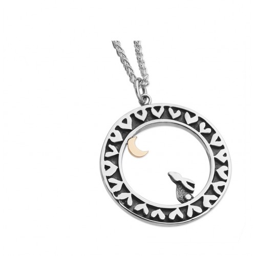 Linda Macdonald Silver Hare And Moon Necklace
