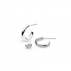 Kit Heath Silver Bevel Cirque Mini Hoop Earrings