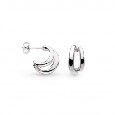 Kit Heath Silver Bevel Cirque Link Twin Hoop Earrings