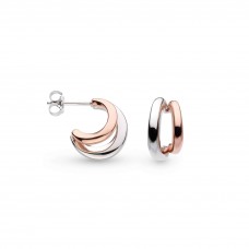 Kit Heath Silver Bevel Cirque Link Blush Twin Hoop Earrings