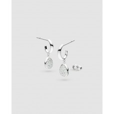 Kit Heath Silver Coast Pebble Glisten Pavé Hoop Earrings Kit Heath Silver Coast Pebble Glisten Pavé Hoop Earrings