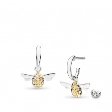 Kit Heath Silver Blossom Flyte Honey Bee Hoop Drop Earrings