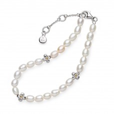 Kit Heath Silver Blossom Flyte Honey Flower Rice Pearl Station Bracelet