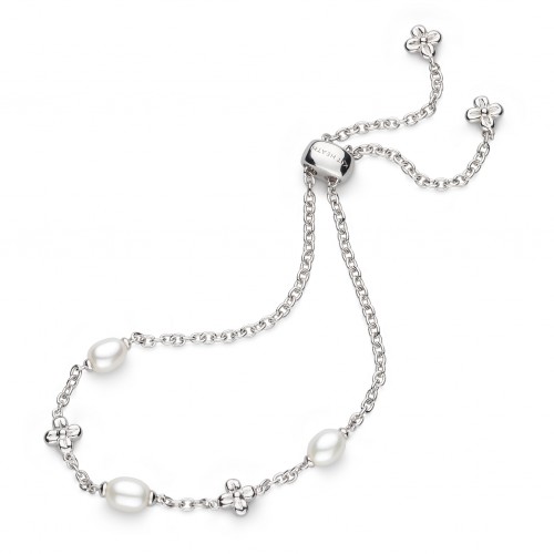 Blossom Flyte Silver Honey Flower Pearl Toggle Bracelet