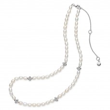 Kit Heath Silver Blossom Flyte Honey Flower Rice Pearl Station Necklace