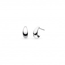 Kit Heath Silver Coast Pebble Smooth Stud Hoop Earrings