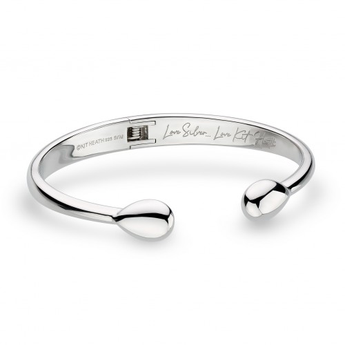 Kit Heath Silver Coast Pebble Smooth Hinged Bangle