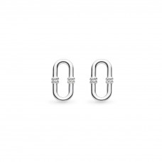 Kit Heath Silver Marina Rope Bar Link Hinged Hoop Earrings