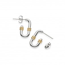 Kit Heath Silver Marina Rope Bar Link Golden Stud Hoop Earrings