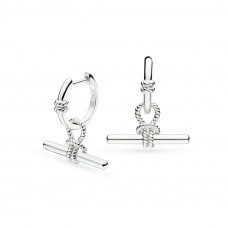 Kit Heath Silver Marina Rope Knot T-Bar Grande Hinged Hoop Earrings