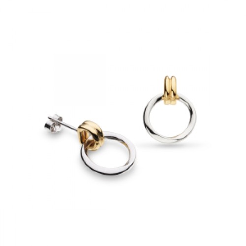 Kit Heath Silver Bevel Unity Golden Drop Stud Earrings