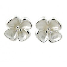 Silver LBJ Flower Stud Earrings 