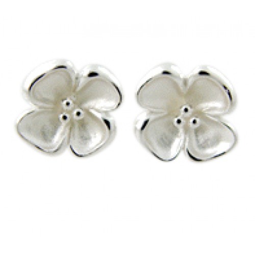 Silver LBJ Flower Stud Earrings 