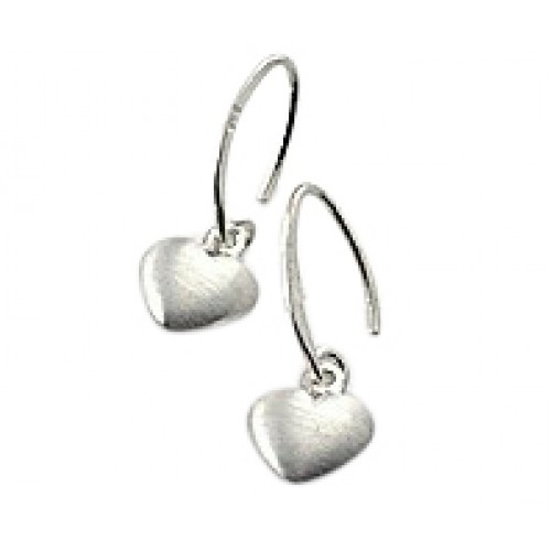 Silver LbJ Heart Drop Earrings 