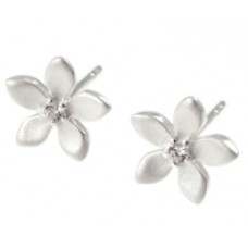 Silver LBJ Flower Stud Earrings