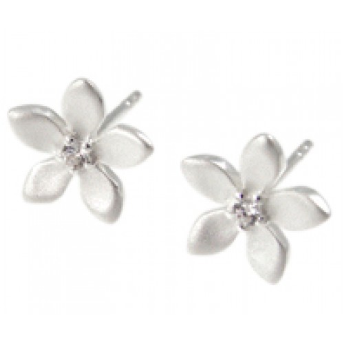 Silver LBJ Flower Stud Earrings