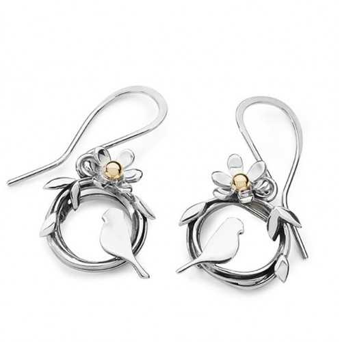 Linda Macdonald Silver Bird and Leaves Drops