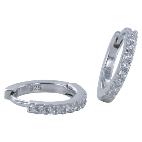 Reeves & Reeves Silver Cz Hoop Earrings