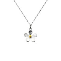 Medium Silver Textured Daisy Pendant 