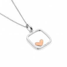 Sea Gems Silver Square Pendant With Rose Gold Heart