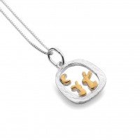 Silver Rabbit And Moon Pendant