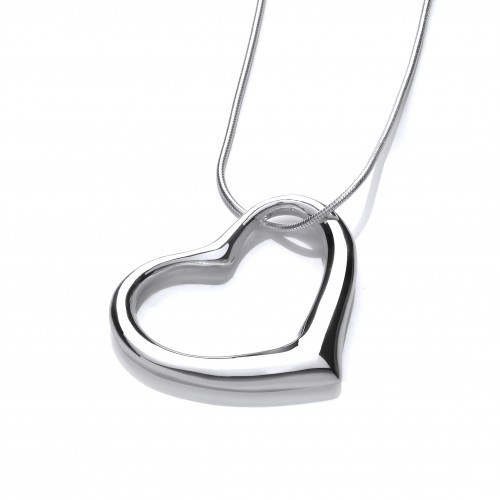 Carol Anne Silver Offset Open Heart Pendant