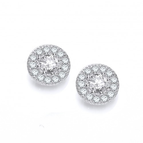 Carol Anne Silver CZ Flat Cluster Studs