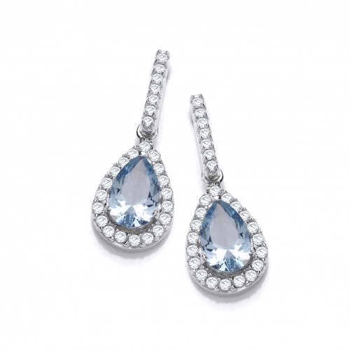 Carol Anne Silver Aquamarine CZ Teardrop Drops