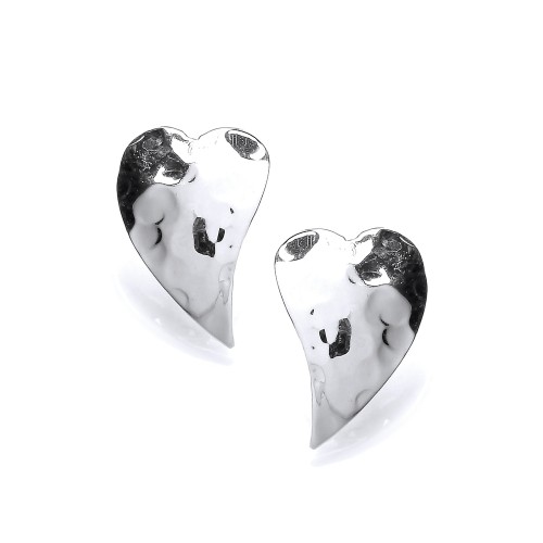 Carol Anne Silver Hammered Curved Heart Studs