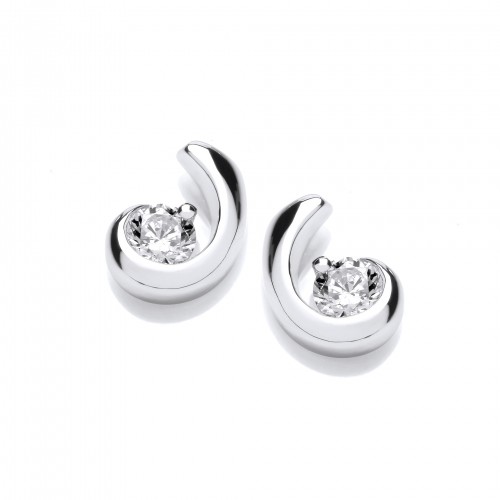 Carol Anne Silver CZ Comma Studs
