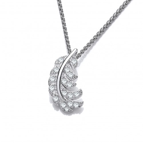 Carol Anne Silver Small CZ Feather Pendant