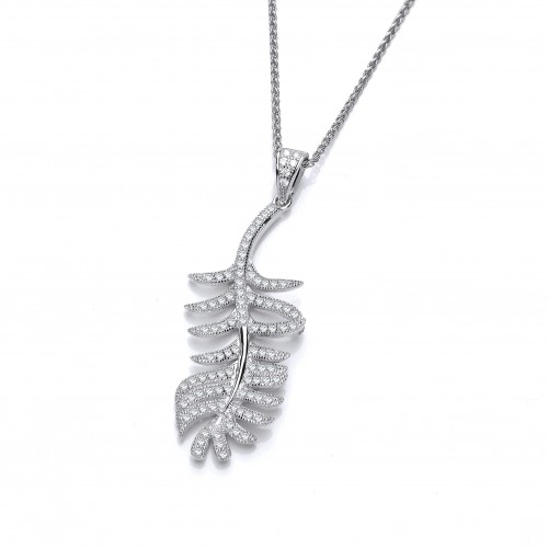 Carol Anne Silver Feather CZ Pendant