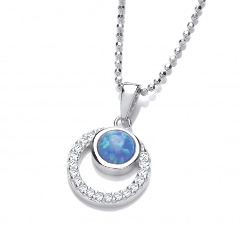 Carol Anne Silver CZ Opaligue Circle within a circle Pendant