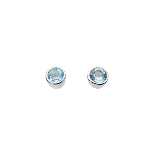 Dew Stu Small Round Blue Topaz Studs Earrings