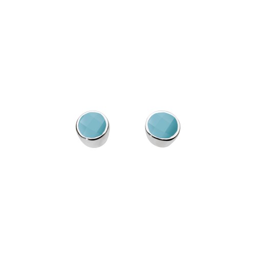 Dew Stu Small Round Synthetic Turquoise Studs Earrings
