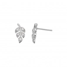 Dew Stu Pave Leaf CZ Studs Earrings