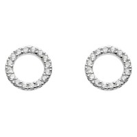 Dew Silver CZ Open Circle Stud Earrings