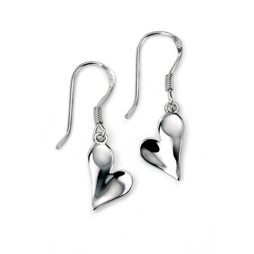 Gecko small silver scooped heart drops 