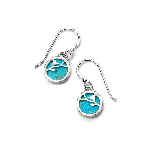 Gecko round turquoise drops with silver flower pattern Gecko round turquoise drops with silver flower pattern