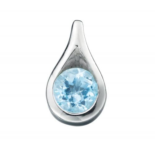 Gecko delicate blue topaz teardrop pendant 